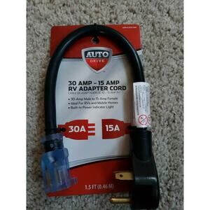 Auto Drive 30AMP - 15AMP RV Mobile Home Adapter Cord Camping Electrical Cord New